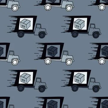 Fast delivery truck seamless pattern Stock Illustration