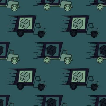 Fast delivery truck seamless pattern イラスト素材