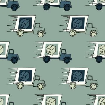 Fast delivery truck seamless pattern Illustrazione stock