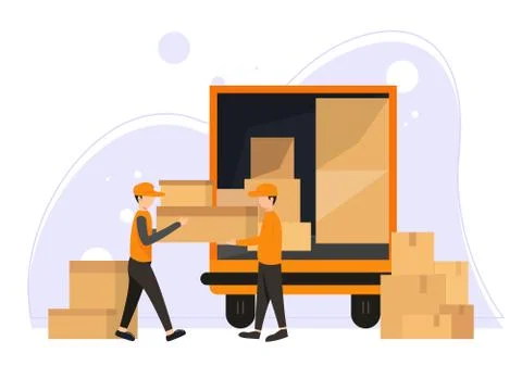 Fast delivery van. Courier provides free delivery of goods or postal parcels  Stock Illustration