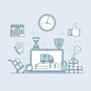 Fast delivery website or mobile application vector template. Electronic commerce Stock Illustration
