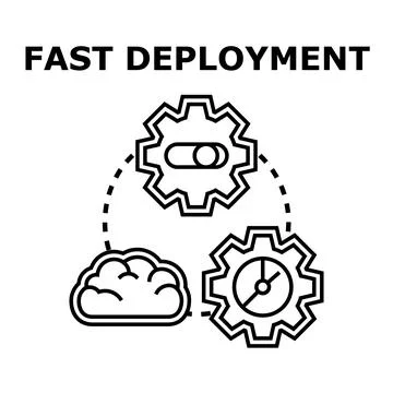 Fast deployment concept with cloud and gear icons Stock Illustration