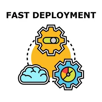 Fast deployment concept with cloud and gear icons Stock Illustration
