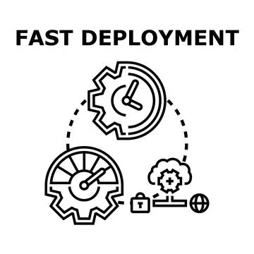Fast deployment process optimizing software development Stock Illustration