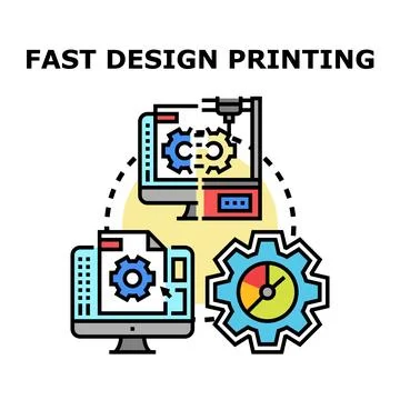 Fast design printing process concept icon Stock Illustration