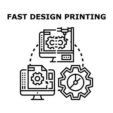 Fast design printing process concept icon Stock Illustration