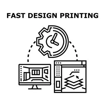 Fast design printing process concept creating documents Illustrazione stock