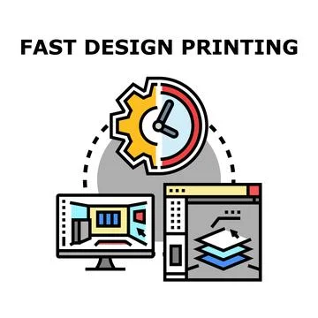 Fast design printing process concept creating documents Illustrazione stock