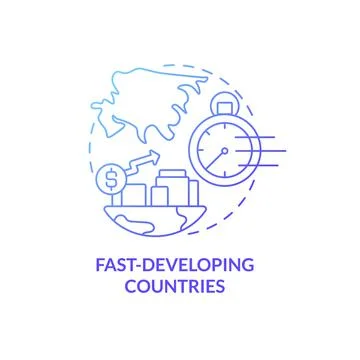 Fast-developing countries blue gradient concept icon Stock Illustration