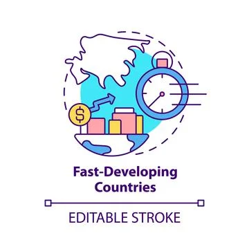 Fast-developing countries concept icon Stock Illustration