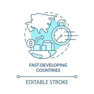 Fast-developing countries turquoise concept icon Stock Illustration