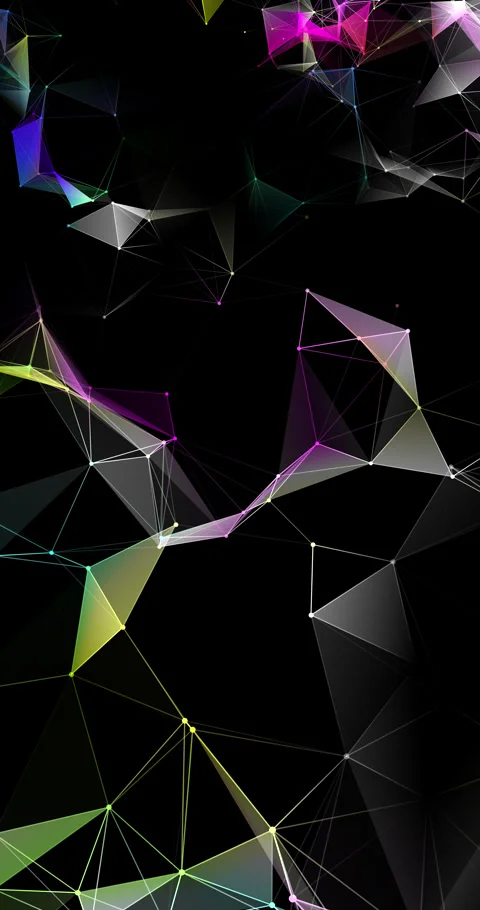 A fast diagonal movement over a multicolored neon plexus constellation on de 動画素材 345550947