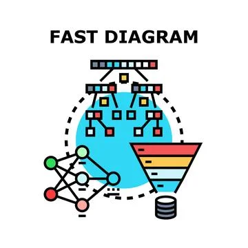Fast diagram function analysis system technique concept Stock Illustration