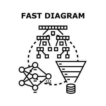 Fast diagram function analysis system technique concept Stock Illustration