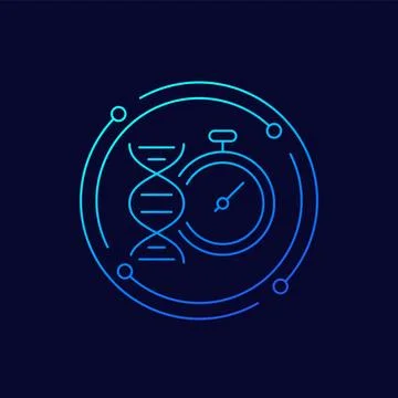 Fast dna test icon, genetic testing linear design Illustrazione stock
