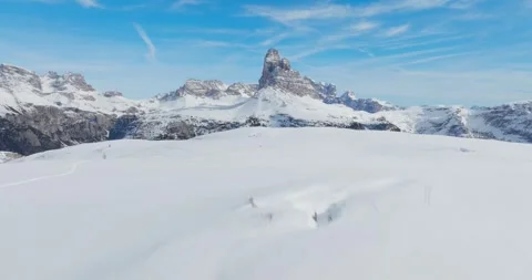 Fast dolly shot of the mighty Tre Cime di Lavaredo Stock Footage 283569288
