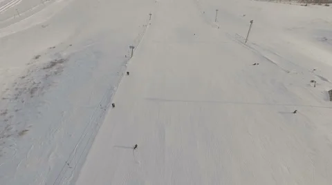 Fast downhill skier. Aerial shot Stock Footage 59591655
