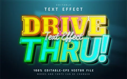 Fast drive thru 3d text effect editable Stock Illustration