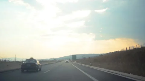 Fast Driving on Highway Stock Footage 53321532