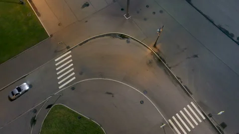Fast driving silver car, top view 動画素材 102565657
