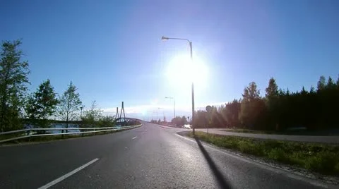 Fast Driving through the Guyed Bridge Stock Footage 11151700