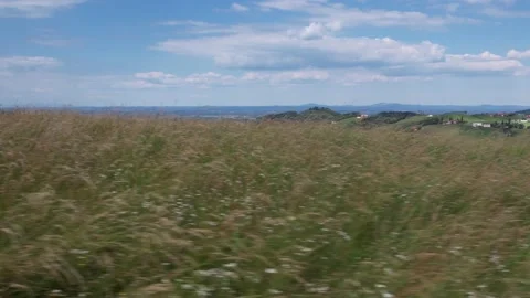 Fast drone flight on hill 스톡 동영상 197370749