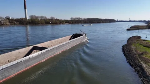 Fast drone pass along full length of cargo ship Stock Footage 331207901