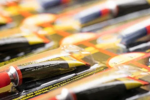 Fast drying adhesive in packaging Stock Photos