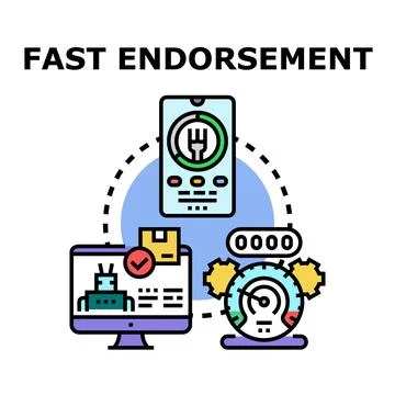 Fast endorsement concept using digital technology platforms Stock Illustration