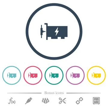 Fast ethernet network controller flat color icons in round outlines 스톡 일러스트