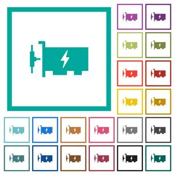 Fast ethernet network controller flat color icons with quadrant frames 스톡 일러스트