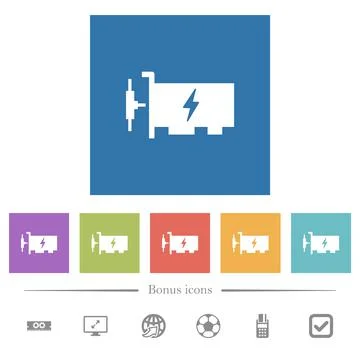 Fast ethernet network controller flat white icons in square backgrounds Stock Illustration