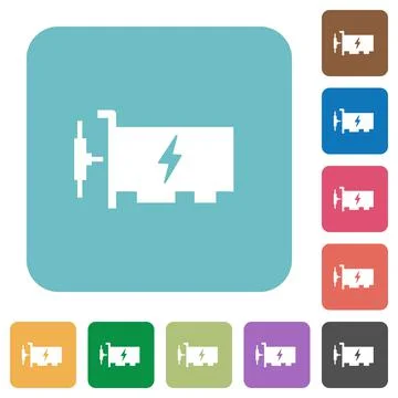 Fast ethernet network controller rounded square flat icons Ilustración de archivo