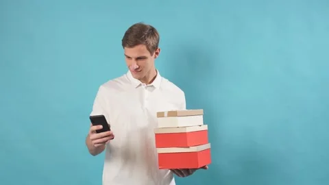 Fast, express delivery by young man Video stock 122802584