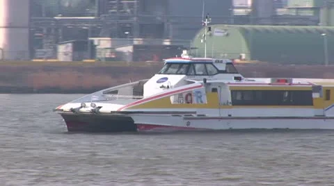 Fast Ferry over the Dutch river Stock Footage 10796067