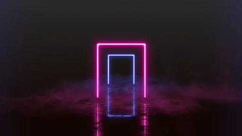 Fast flight in 4K through a blue and pink neon tunnel against a dark background Stock Footage 330264323