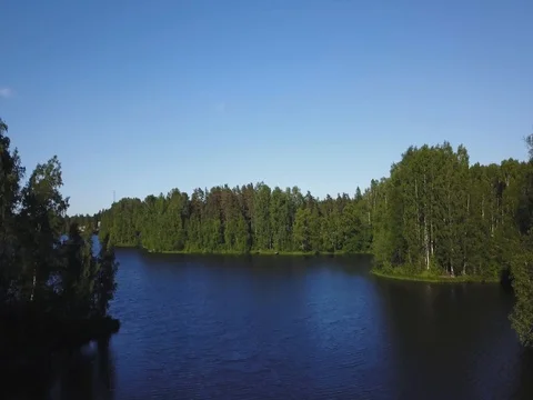 Fast flight over the lake Video stock 77735175