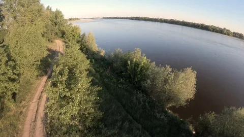 Fast flight over the river Stock Footage 89451260