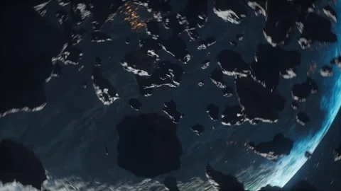 Fast flight past celestial bodies. The mysteries of the galaxy. Stock Footage 301765013