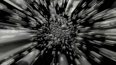 Fast flight through an underwater water cloud of bubbles on a black backgroun Stock Footage 137539443