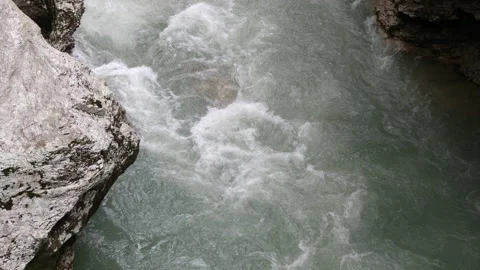 Fast flow of a mountain river, top view Stock Footage 168185223