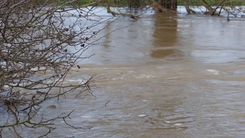 A fast flowing flooded stream after heavy rainfall Stock Footage 122208021