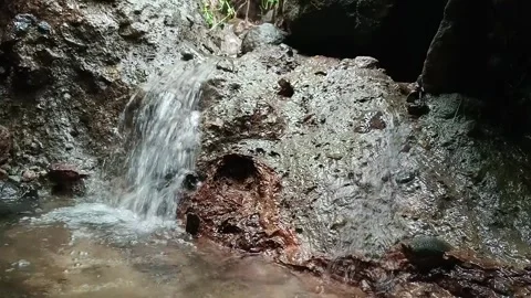 Fast Flowing Forest Stream Splashing Over Rocks in Jungle Stock Footage 329779613