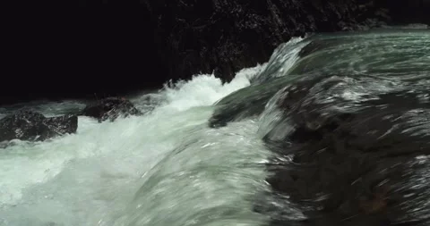 Fast Flowing Jungle River with White Water Over Rocks Aerial Shot 스톡 동영상 332606729