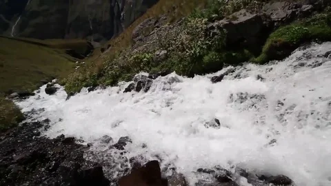 Fast Flowing of the Mountain River Stock Footage 72542752