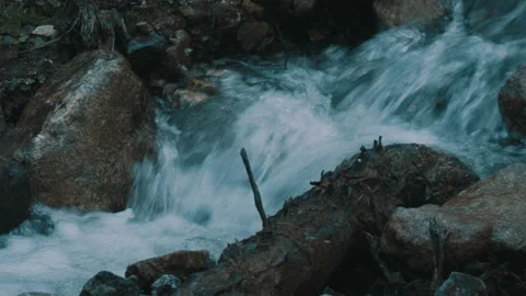 Fast-flowing mountain river Stock Footage 95237986