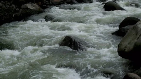 Fast flowing mountain river water Видео 297715623