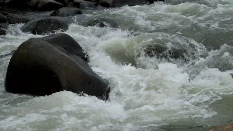 Fast flowing mountain river water Video stock 297715858
