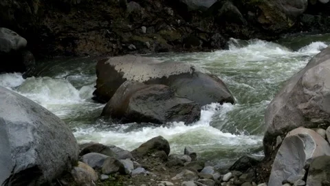 Fast flowing mountain river water Stock-Footage 297715935