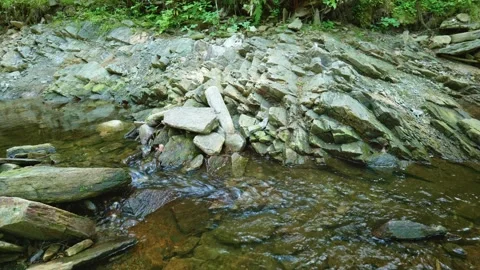 Fast Flowing Mountain Stream in Forest Stock-Footage 330950056